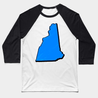 Bright Blue New Hampshire Outline Baseball T-Shirt